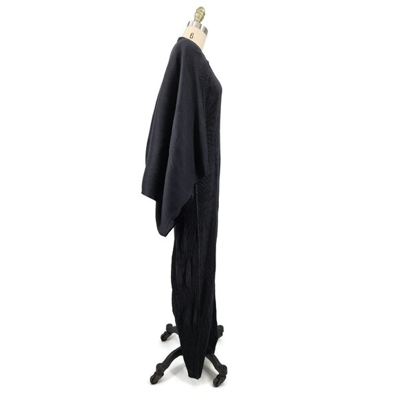 VTG Issey Miyake Black Pleated Maxi Dress Size 4 Attached Jacket Sleeves - Picture 5 of 15